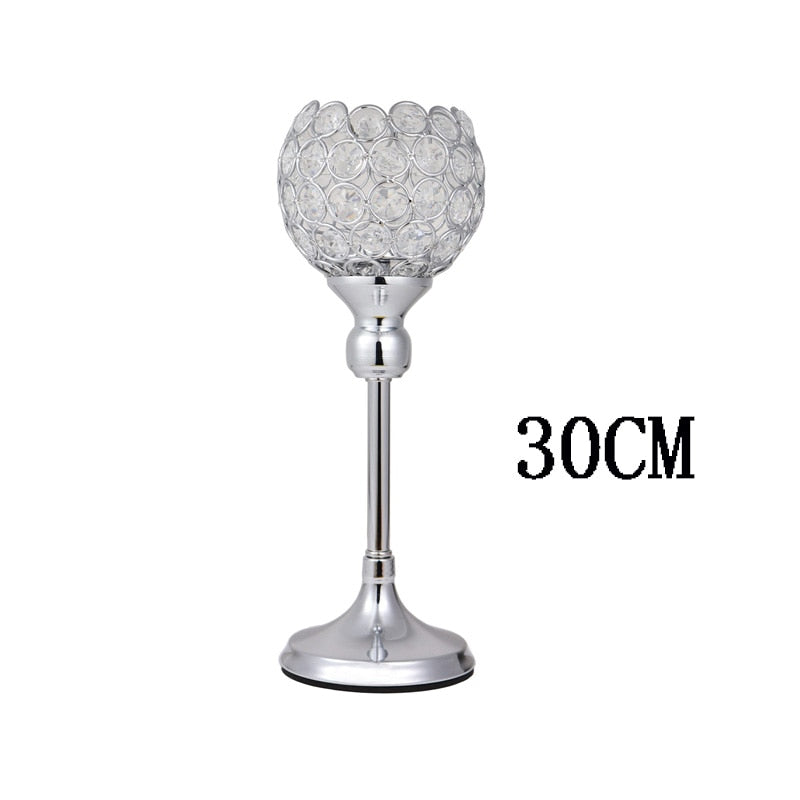Crystal Tealight Candle Holders Metal Glass Candlesticks Wedding Table Centerpiece Party Christmas Home Decoration