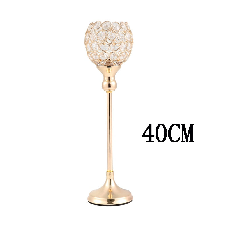 Crystal Tealight Candle Holders Metal Glass Candlesticks Wedding Table Centerpiece Party Christmas Home Decoration