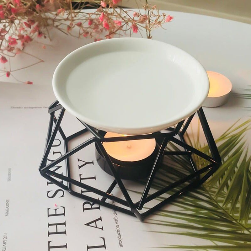 Aromatic Oil Burner, Geometric Ceramic Essential Oil Candle Holder Wax Melt Burner Warmer Melter fragrance for Home Offi