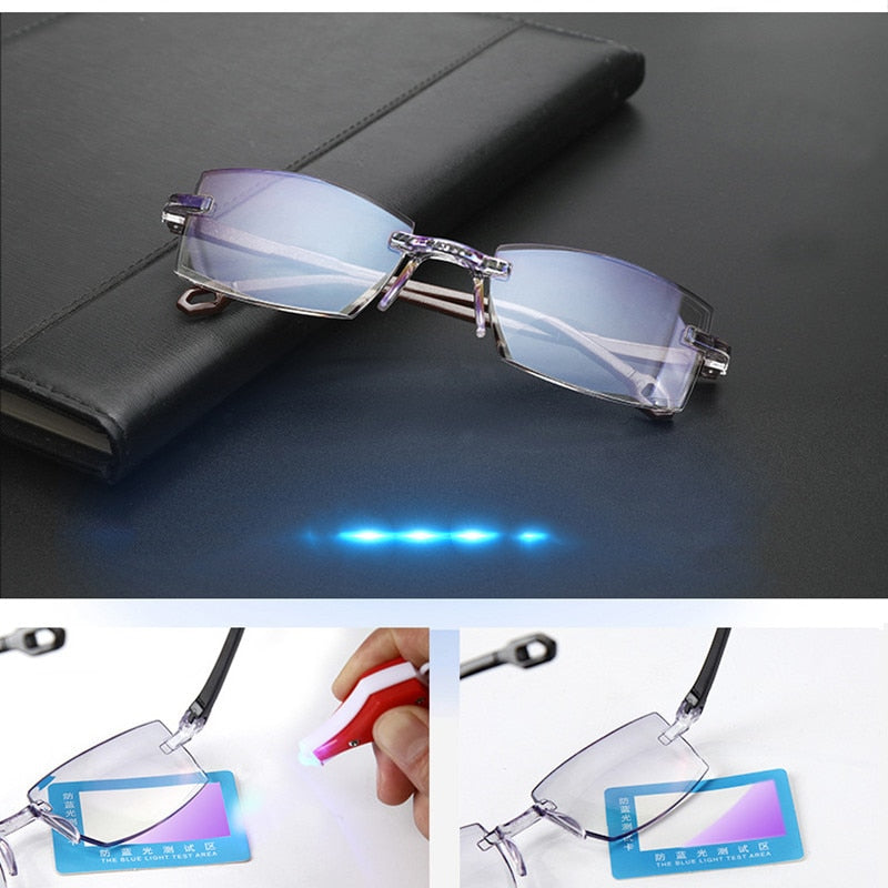 2020 Men Women Rimless Reading Glasses Anti Blue Light Magnification Eyewear Presbyopic Glasses Diopter okulary