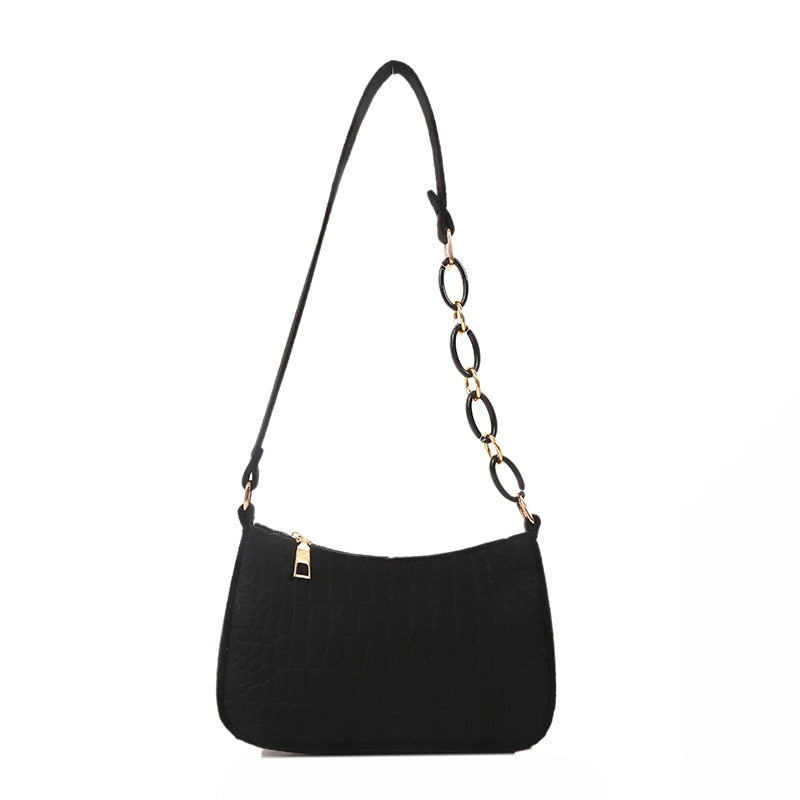 Fashion Felt Shoulder Bags for Women Women's Subaxillary Bag Design Advanced Texture Armpit Handbags Purses Crescent Saddle Bag