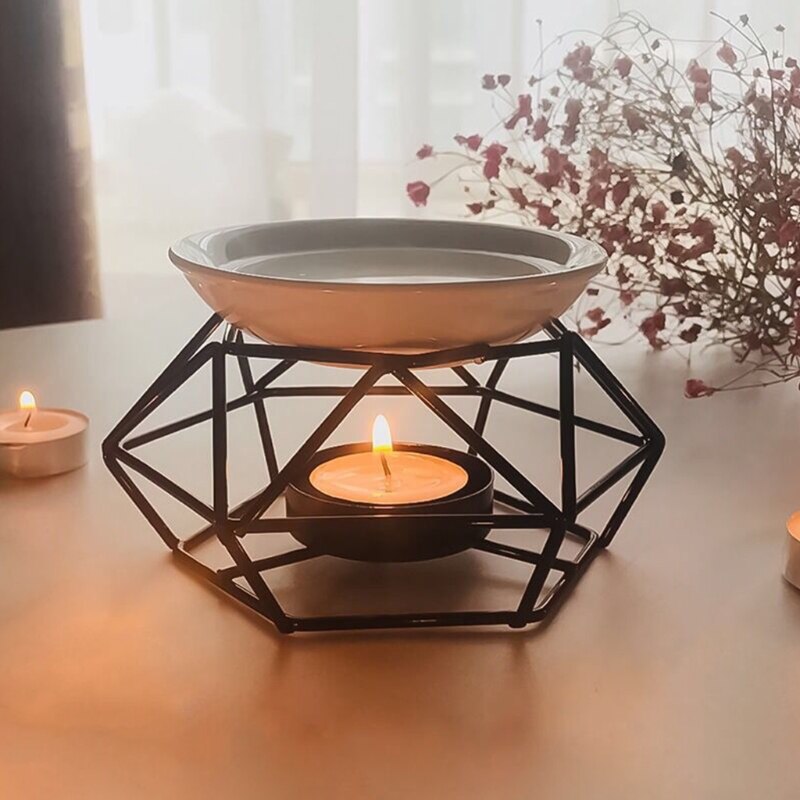Aromatic Oil Burner, Geometric Ceramic Essential Oil Candle Holder Wax Melt Burner Warmer Melter fragrance for Home Offi