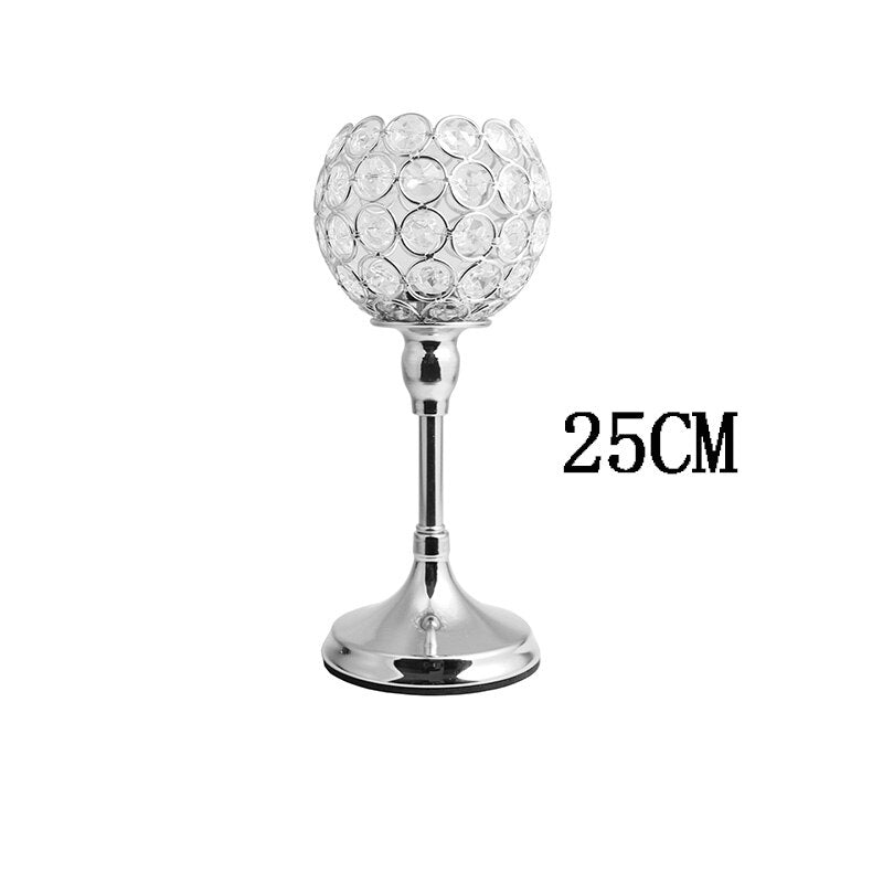 Crystal Tealight Candle Holders Metal Glass Candlesticks Wedding Table Centerpiece Party Christmas Home Decoration
