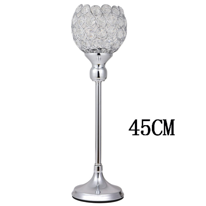 Crystal Tealight Candle Holders Metal Glass Candlesticks Wedding Table Centerpiece Party Christmas Home Decoration