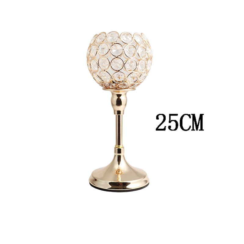 Crystal Tealight Candle Holders Metal Glass Candlesticks Wedding Table Centerpiece Party Christmas Home Decoration