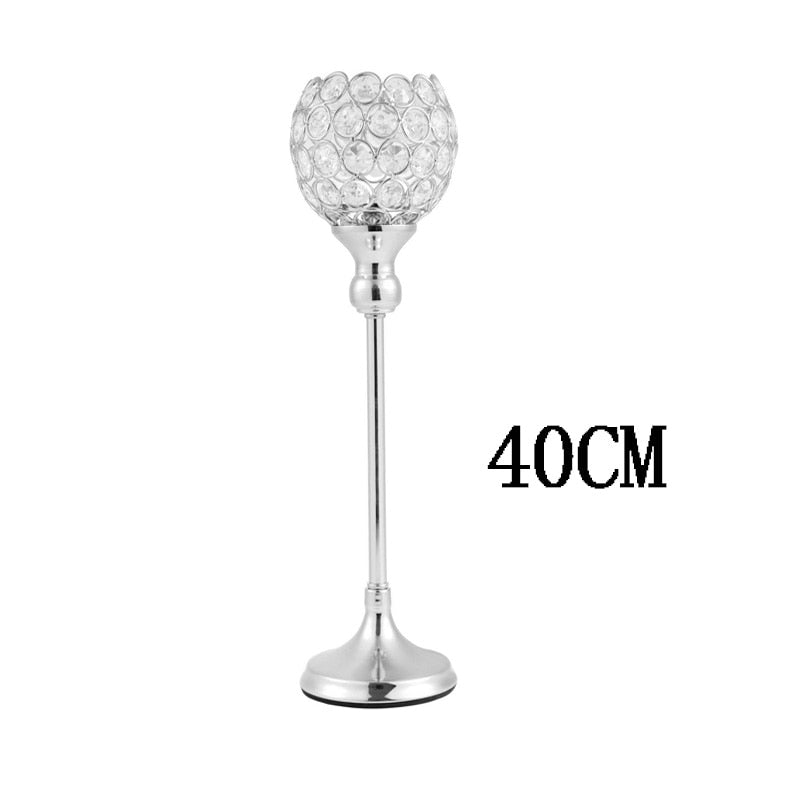 Crystal Tealight Candle Holders Metal Glass Candlesticks Wedding Table Centerpiece Party Christmas Home Decoration