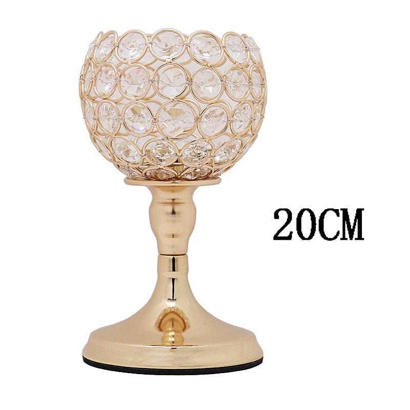 Crystal Tealight Candle Holders Metal Glass Candlesticks Wedding Table Centerpiece Party Christmas Home Decoration