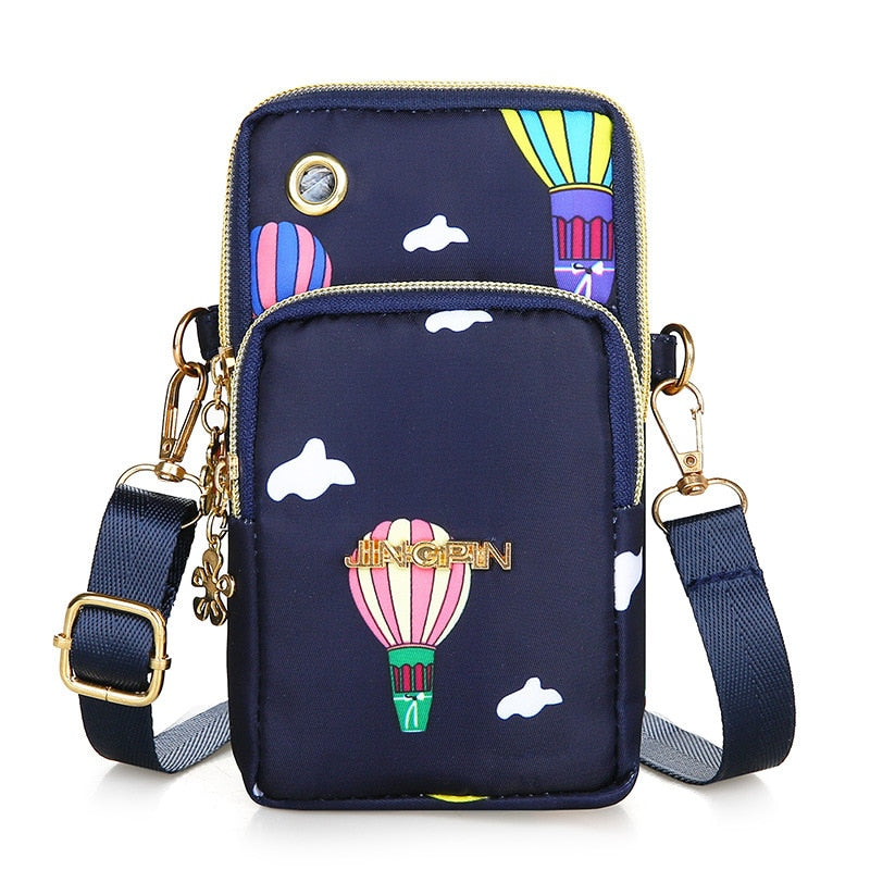New Balloon Mobile Phone Crossbody Bags for Women Fashion Women Shoulder Bag Cell Phone Pouch with Headphone Plug 3 Layer Wallet