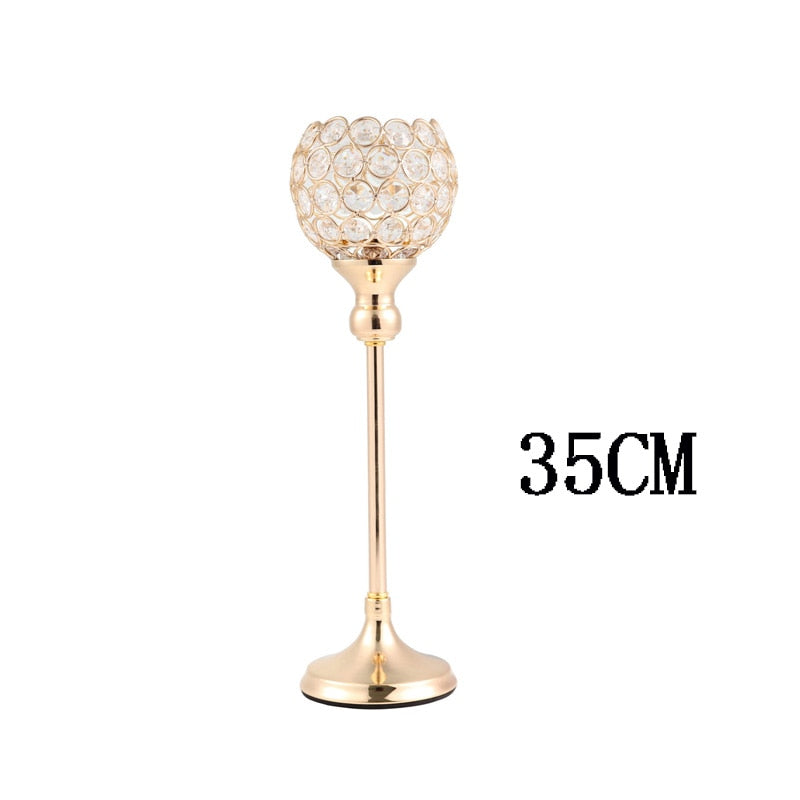 Crystal Tealight Candle Holders Metal Glass Candlesticks Wedding Table Centerpiece Party Christmas Home Decoration