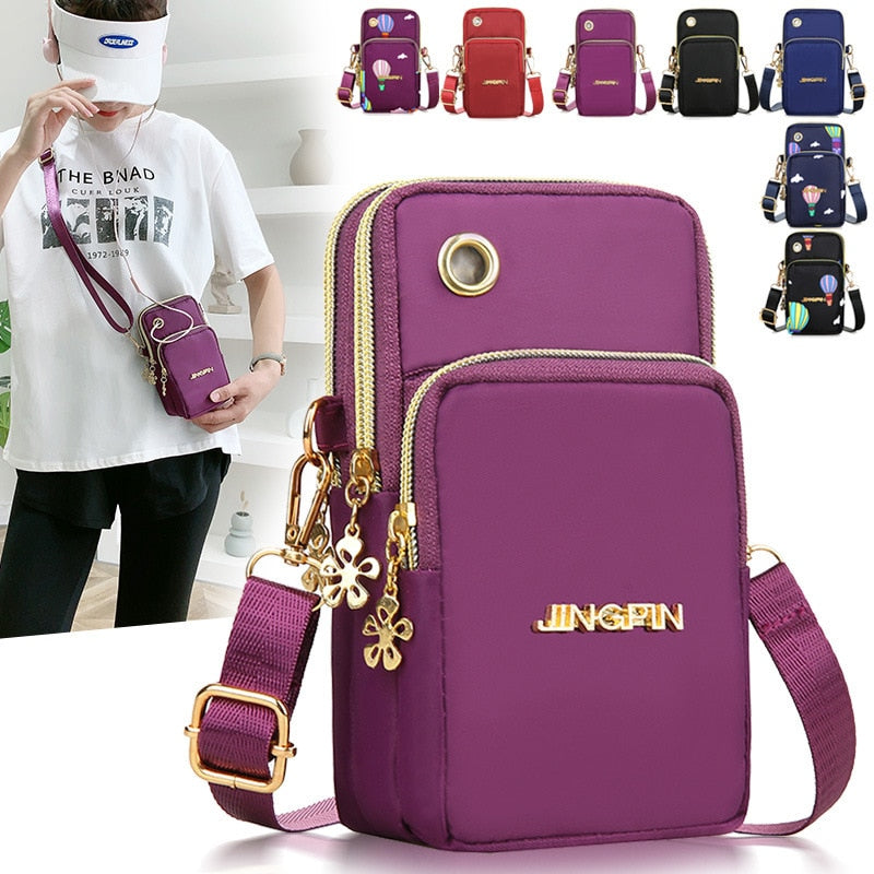 New Balloon Mobile Phone Crossbody Bags for Women Fashion Women Shoulder Bag Cell Phone Pouch with Headphone Plug 3 Layer Wallet