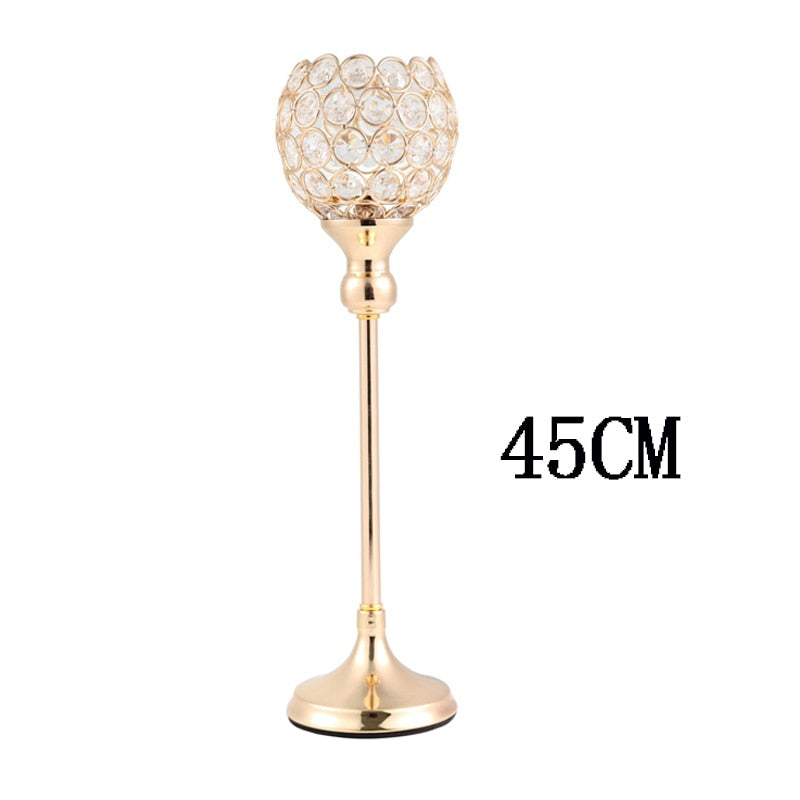 Crystal Tealight Candle Holders Metal Glass Candlesticks Wedding Table Centerpiece Party Christmas Home Decoration